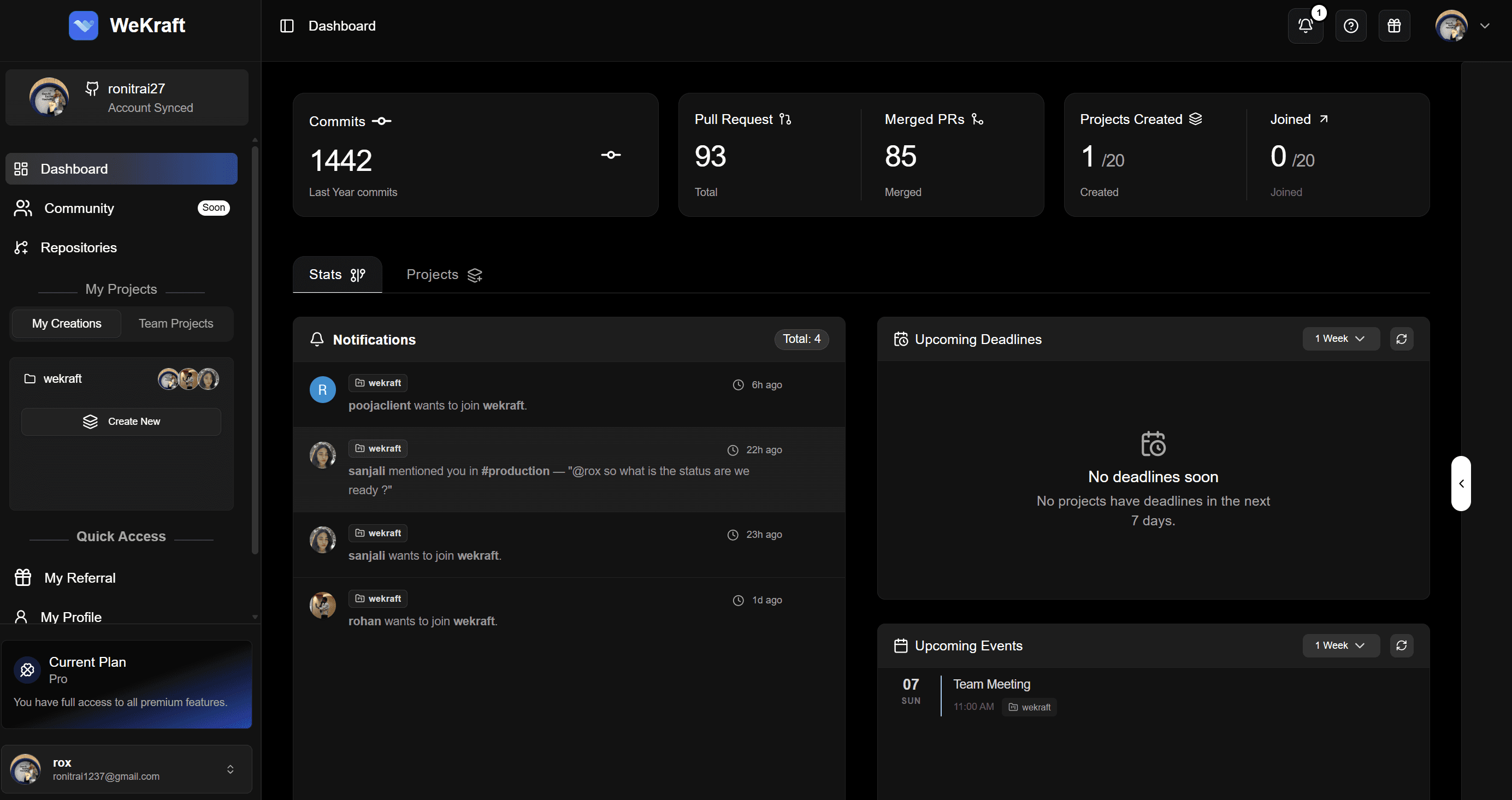 WeKraft Dashboard